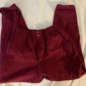 Vintage burgundy elastic waist women’s pants